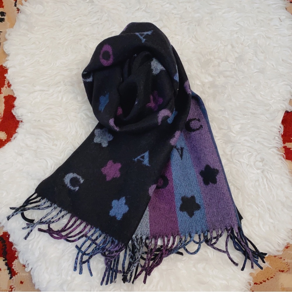 Coach Stars Striped Print wool Muffler/Scarf - Picture 1 of 9